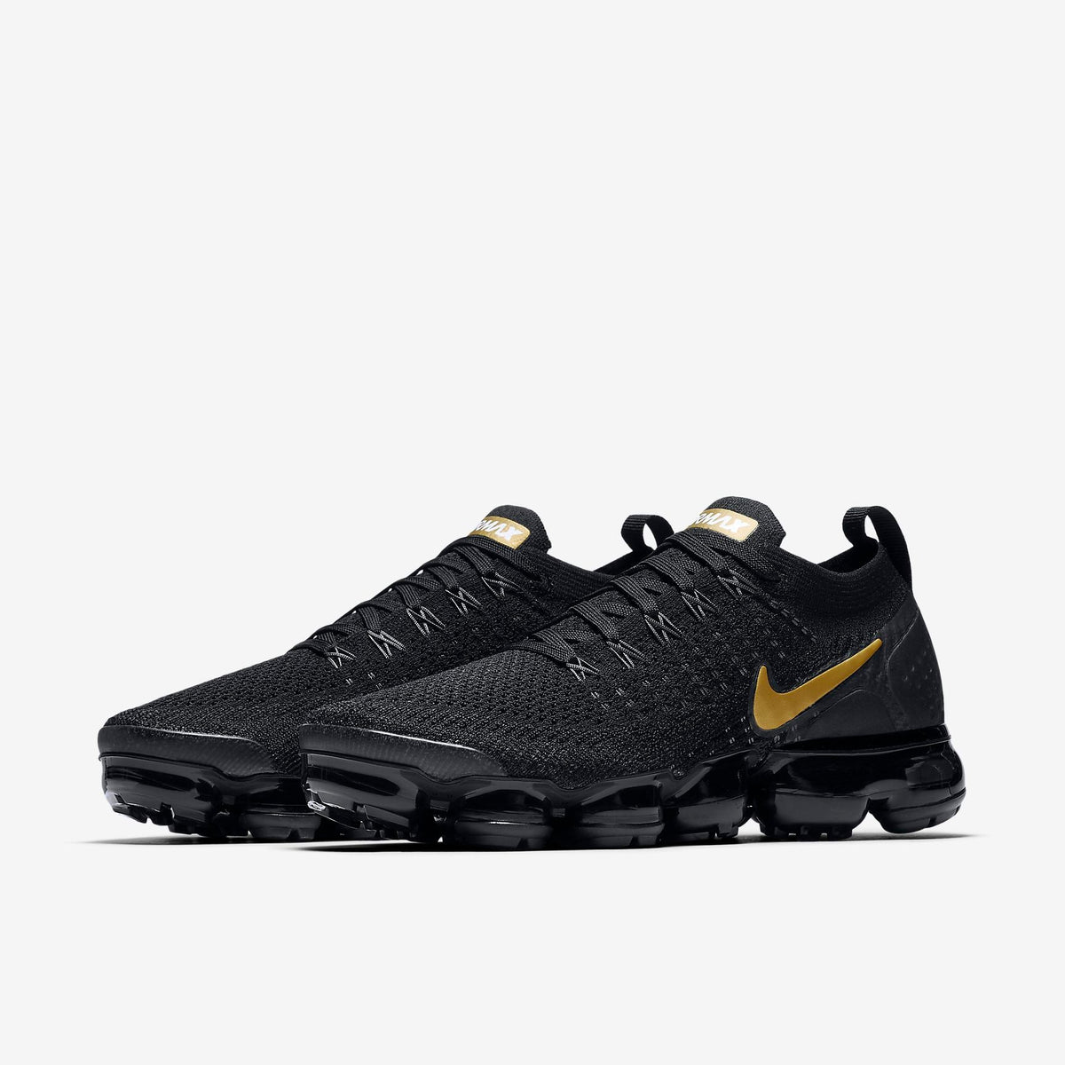 Nike Air VaporMax Flyknit 2 Sneakers in Black Gold 942842-012 - product image from the listing.