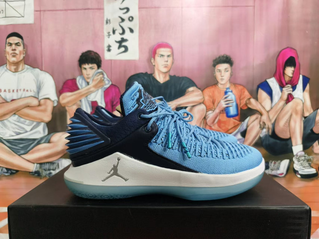 Jordan XXX2 North Carolina Basketball Shoes in Blue - product image from the listing.