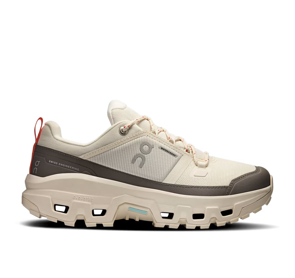 Women's On Cloudrock Low Waterproof Ivory Hiking Shoes - product image from the listing.