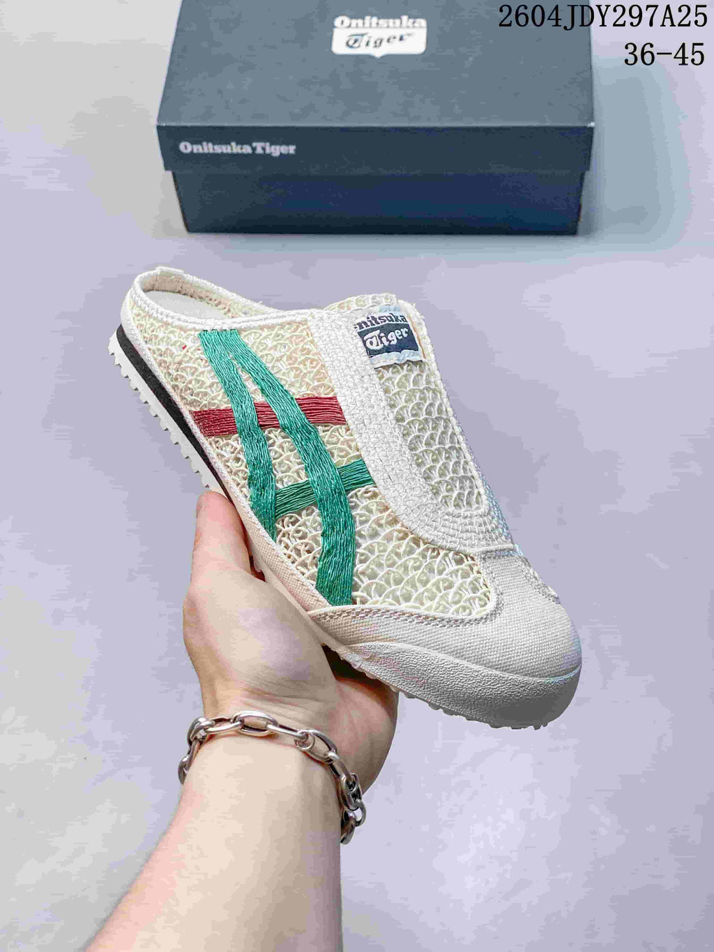 Onitsuka Tiger Mexico 66 Sabot in Cream Green Red 2604JDY297A25 - product image from the listing.