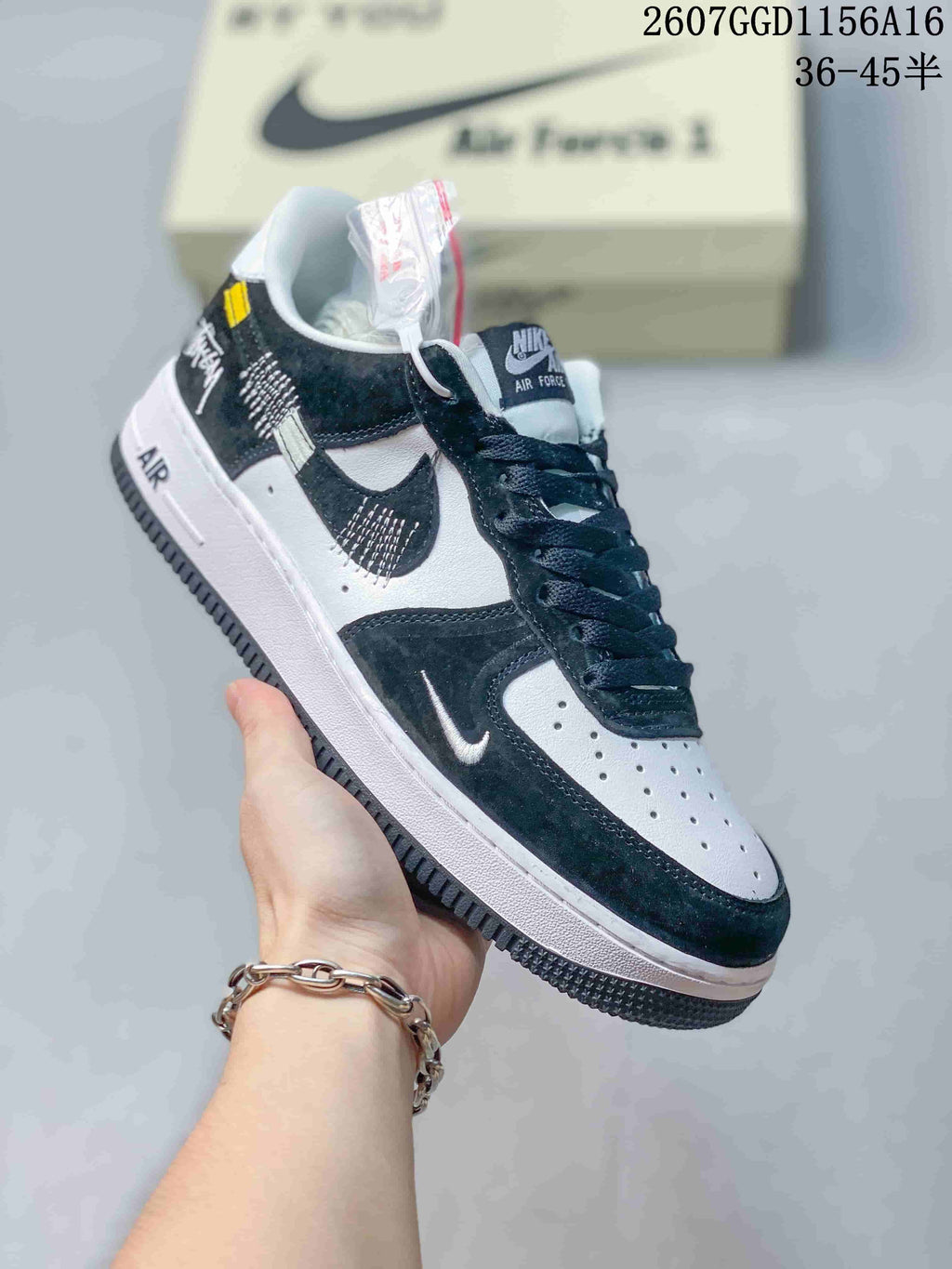 Nike Air Force 1 Sneakers in Black White 2607GGD1156A16 - product image from the listing.