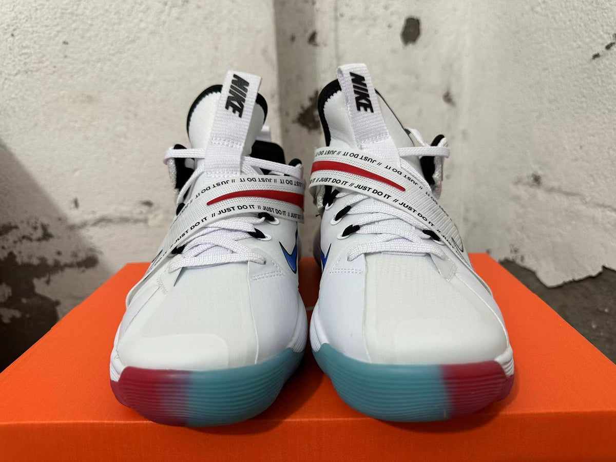 Nike White and Red Basketball Trainers with Strap - product image from the listing.