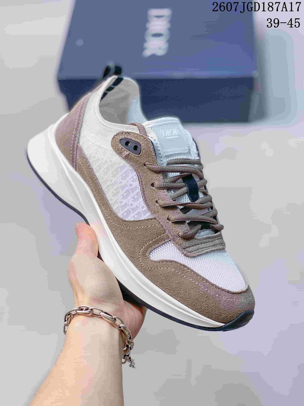 White and Taupe Dior B25 Runner Low-Top Sneakers - product image from the listing.