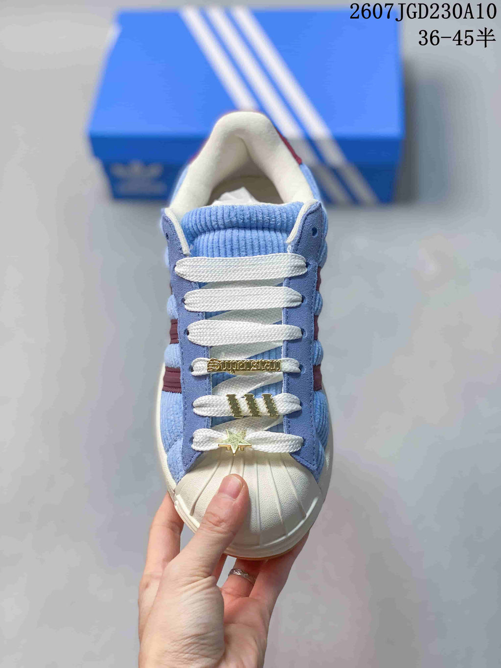 Adidas Superstar II Sneakers in Blue and Burgundy - product image from the listing.