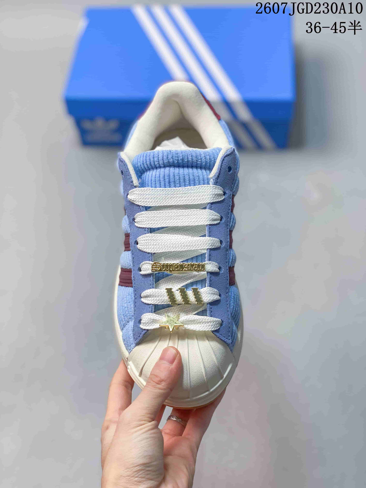 Adidas Superstar II Sneakers in Blue and Burgundy - product image from the listing.