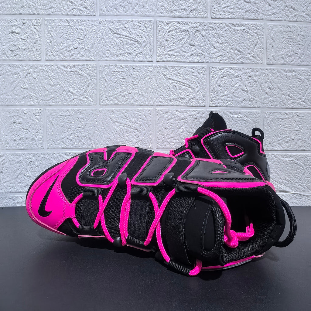 Nike Air More Uptempo Sneakers in Black and Pink - product image from the listing.