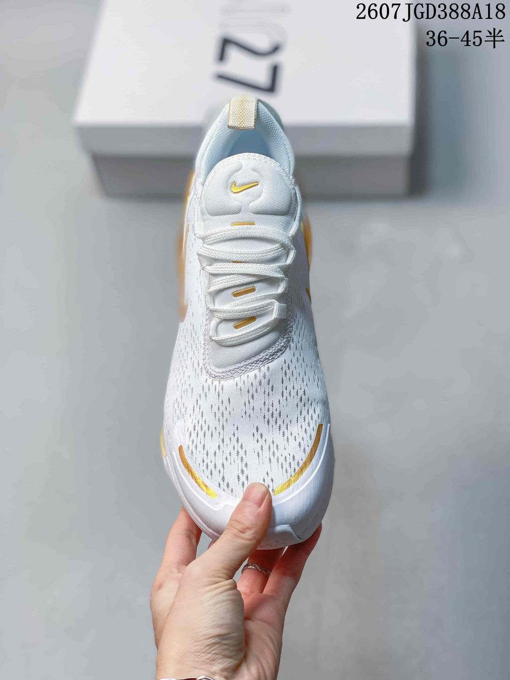 Nike Air Max 270 Premium Sneakers in White Gold 2607JGD388A18 - product image from the listing.