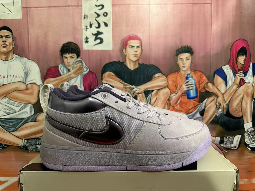 Gray and Purple Nike Book 1 Basketball Shoes - product image from the listing.