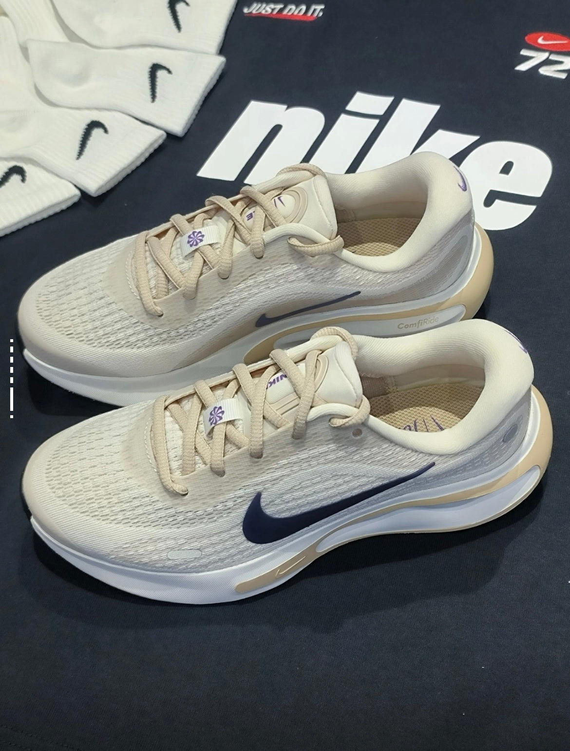 Nike Journey Run Road Running Shoes FJ7765-106 in Ivory - product image from the listing.