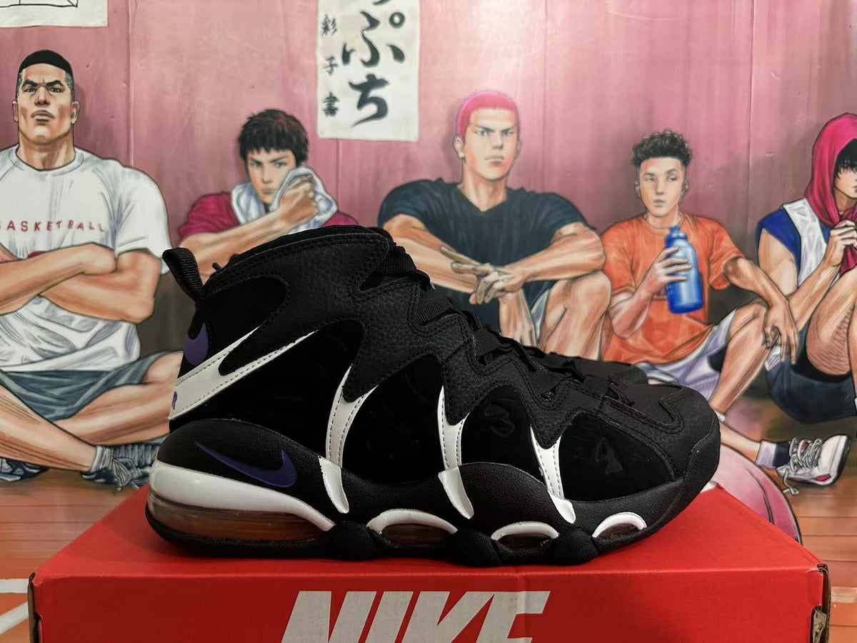 Nike Air Max Uptempo Basketball Shoes in Black Purple - product image from the listing.