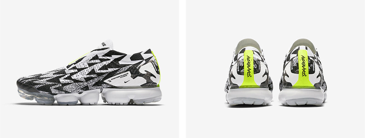 Nike Air VaporMax Moc 2 Acronym in Black White Volt AQ0996-001 - product image from the listing.