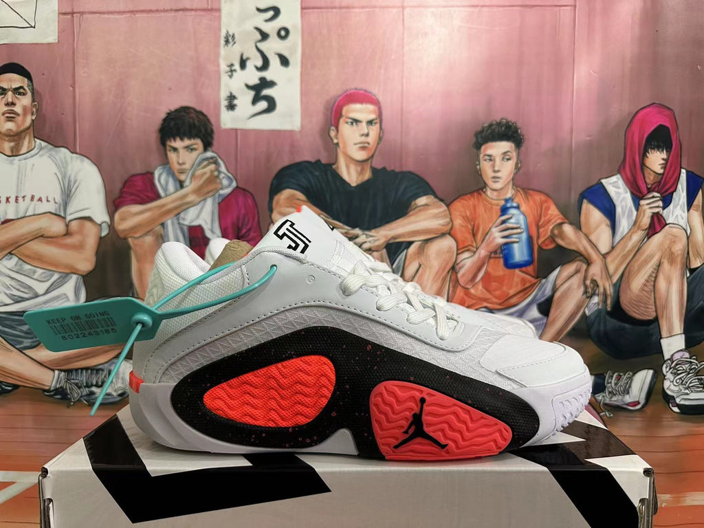 Jordan Luka 2 Basketball Shoes in White Black Red - product image from the listing.