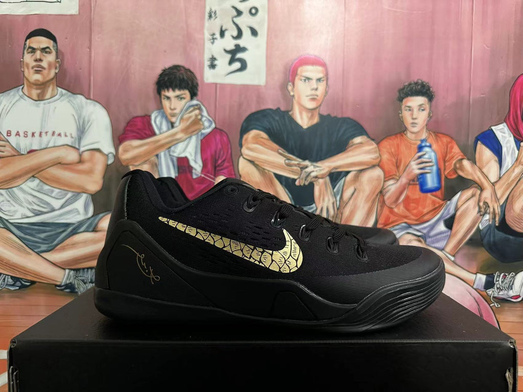 Nike Kobe Black Mamba Basketball Shoes, in Black and Gold - product image from the listing.