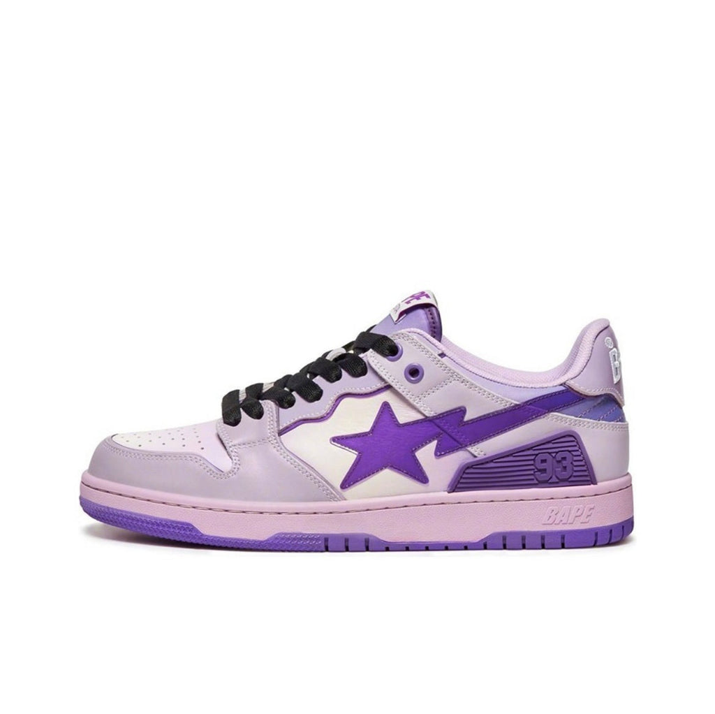 White and Purple BAPE SK8 Sta Sneakers - product image from the listing.