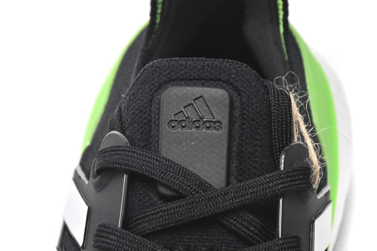 adidas UltraBoost 22 Black Solar Running Shoes in Green GX6640 - product image from the listing.