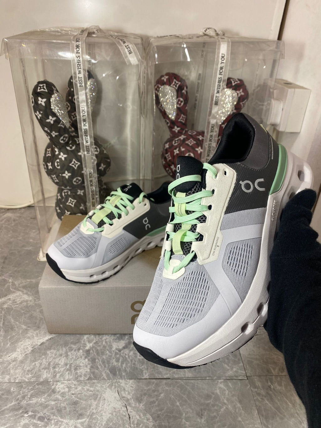 On Cloudrunner 2 Grey/Sage Shoes for Running - product image from the listing.