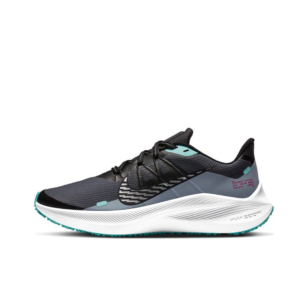 Nike Air Zoom Winflo 7 Shield Running Shoes in Black Gray Green CU3868-403 - product image from the listing.