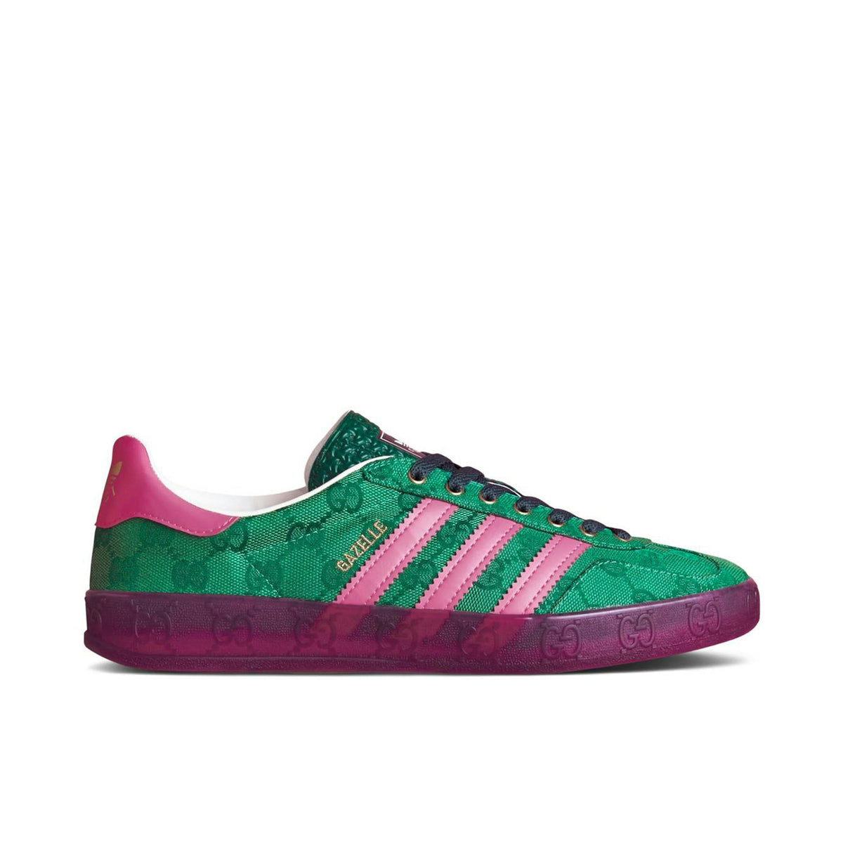 Women's Adidas Gazelle X Gucci GG Monogram Green - product image from the listing.