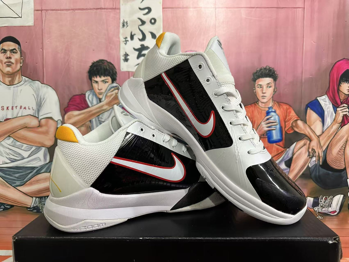 Nike Kobe 5 Basketball Shoes in Black White Red - product image from the listing.