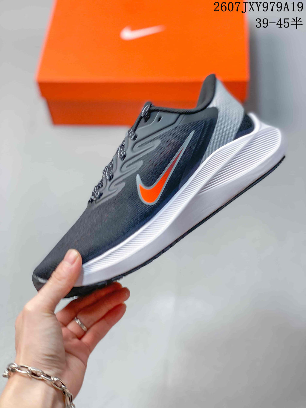 Nike Zoom Winflo 7 Running Shoes in Dark Gray Orange 07JXY979A19 - product image from the listing.