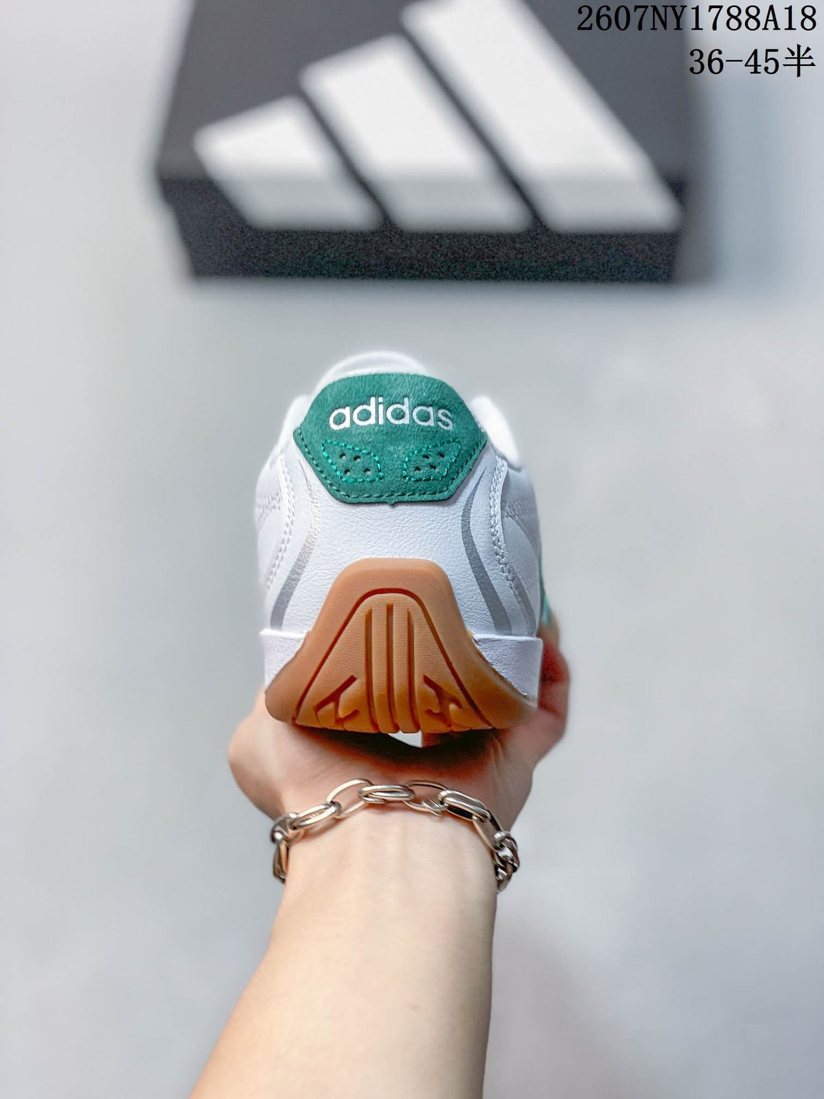 adidas Adipista Trainers in White Green Gum EG8662 - product image from the listing.