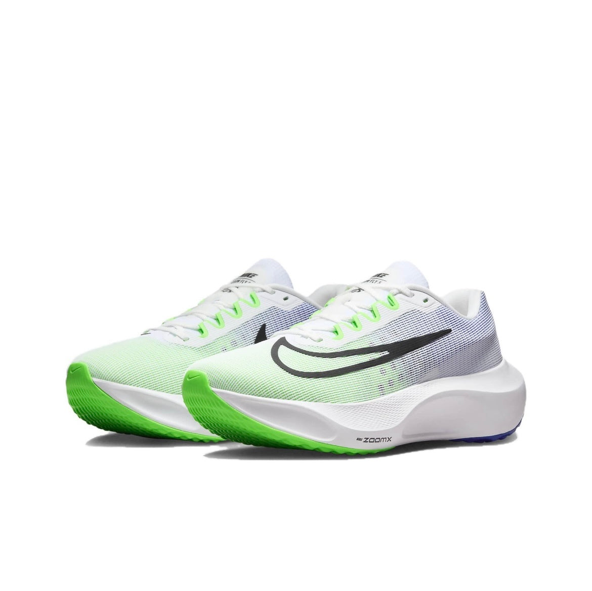 Nike Zoom Fly 5 Running Shoes in White Green Blue DM8968-101 - product image from the listing.