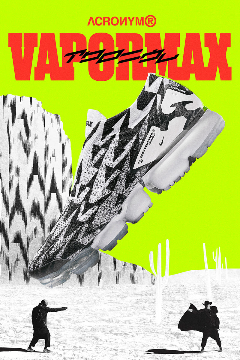 Nike Air VaporMax Moc 2 Acronym in Black White Volt AQ0996-001 - product image from the listing.