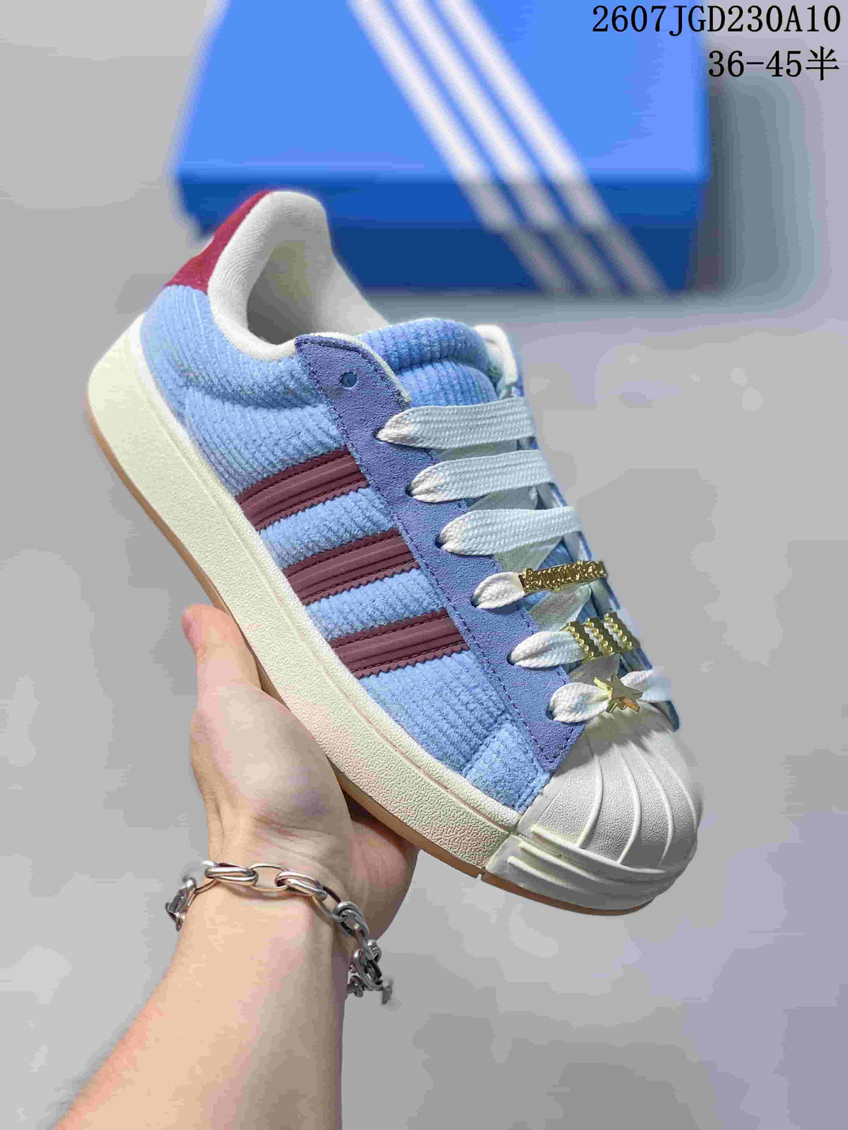 Adidas Superstar II Sneakers in Blue and Burgundy - product image from the listing.