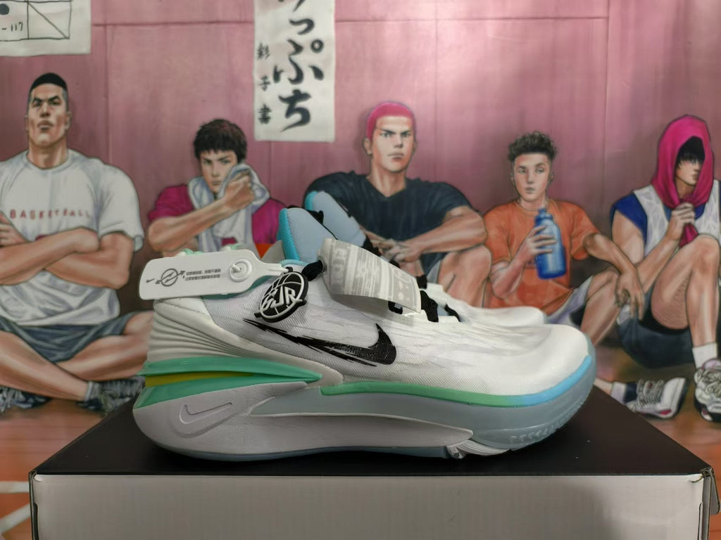 Nike Basketball Shoes in White, in Green and Blue - product image from the listing.