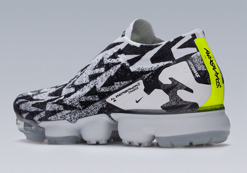 Nike Air VaporMax Moc 2 Acronym in Black White Volt AQ0996-001 - product image from the listing.