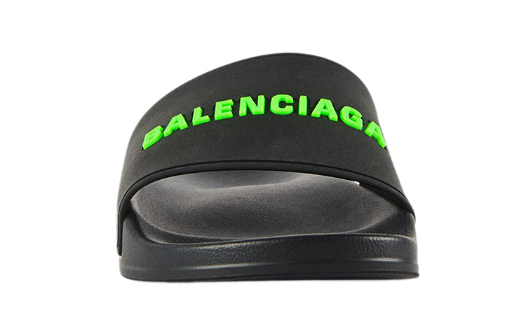 "Black Fluo Green" Balenciaga Rubber Slides 565826W1S811030 # - product image from the listing.