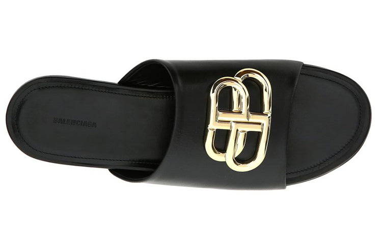 Balenciaga Black Leather Black Slippers 630014WA8F91088 # for Women - product image from the listing.