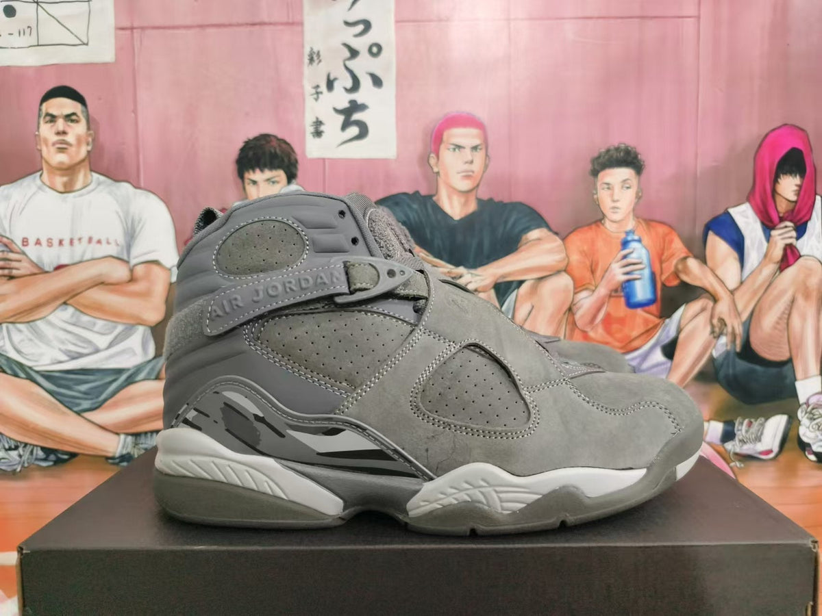 Air Jordan 8 High-Top Sneakers in Grey - product image from the listing.