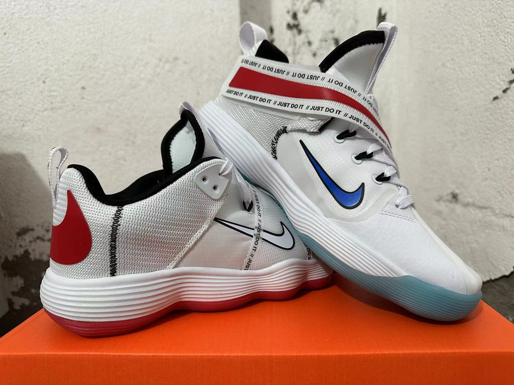 Nike White and Red Basketball Trainers with Strap - product image from the listing.