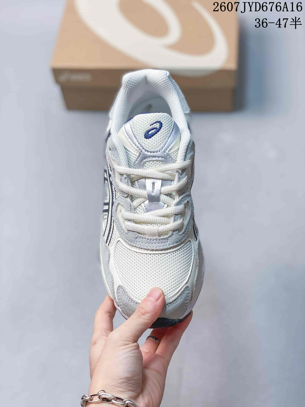 ASICS GEL-NYC Sneakers in White Grey Navy - product image from the listing.