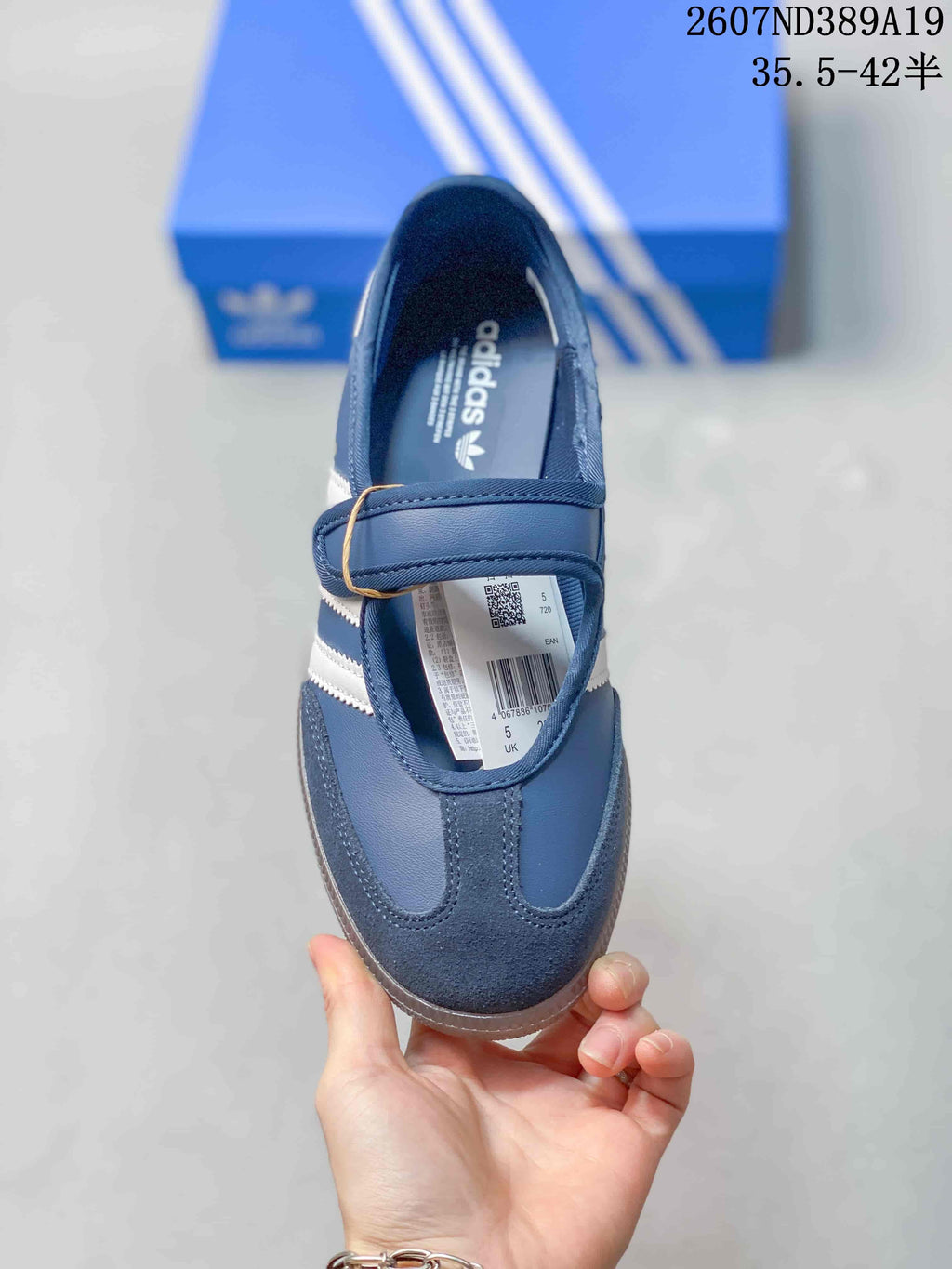 adidas Samba Jane Mary Jane Sneakers in Blue and White - product image from the listing.