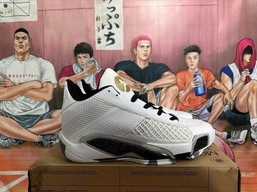 Jordan Luka 2 Basketball Shoes in White Black Metallic Gold - product image from the listing.