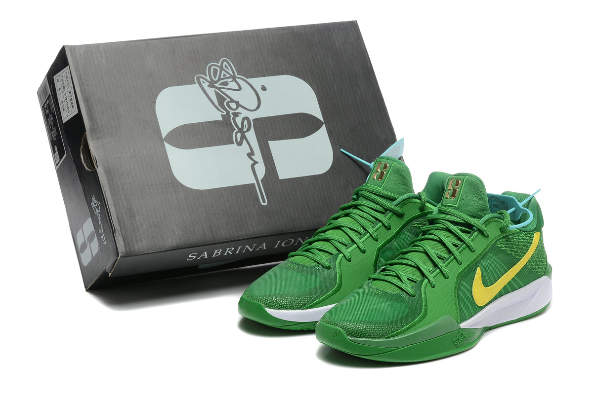 Nike Sabrina 2 Basketball Shoes in Green and Yellow - product image from the listing.