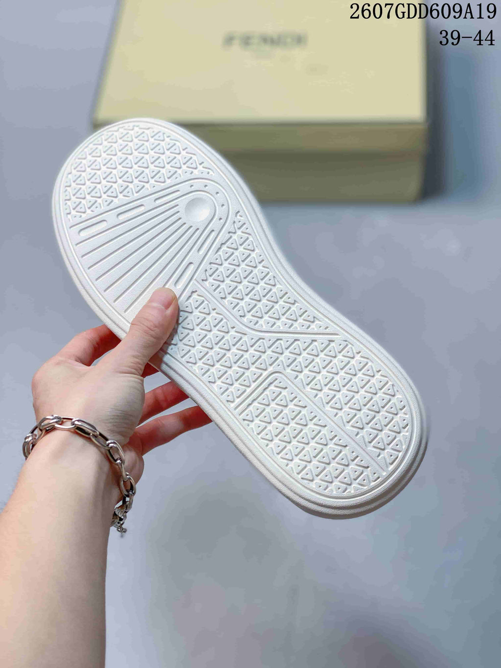 Fendi Navy and White Slip-On Trainers - product image from the listing.