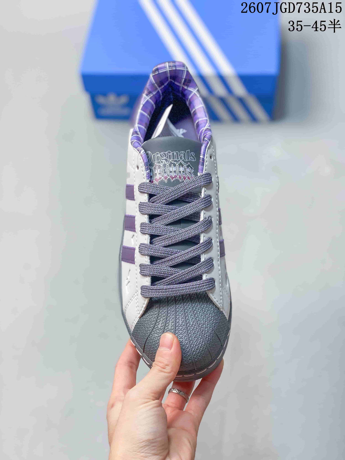 Adidas Superstar Sneakers in White Purple Gray 2607JGD735A15 - product image from the listing.