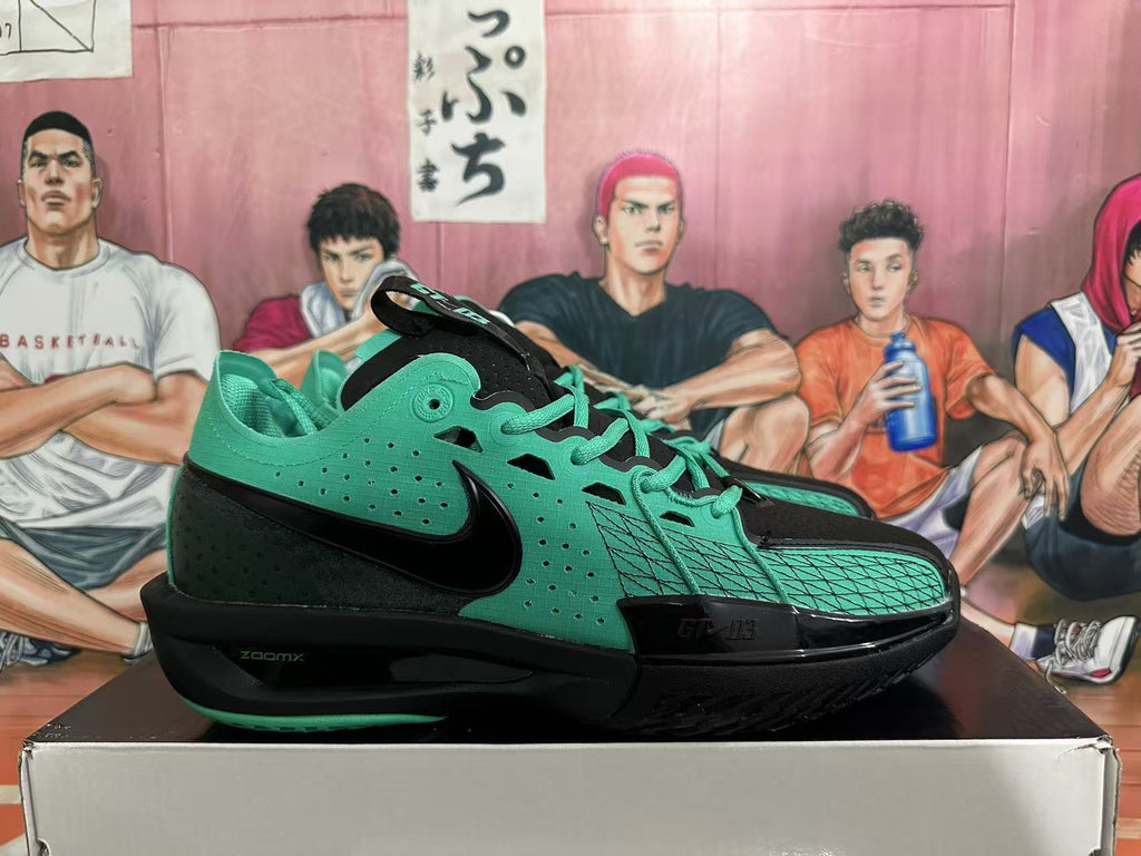 Nike Zoom GT Cut 3 Basketball Shoes in Black Green - product image from the listing.