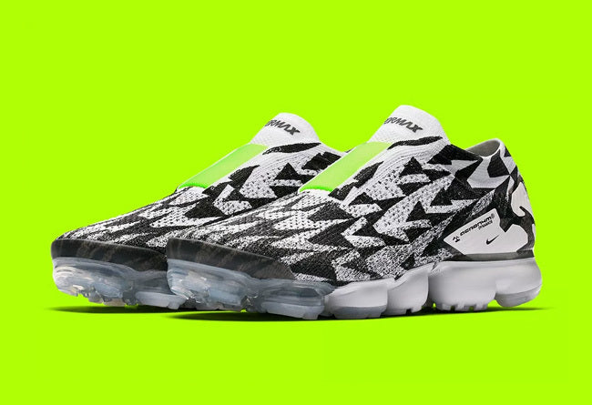 Nike Air VaporMax Moc 2 Acronym in Black White Volt AQ0996-001 - product image from the listing.