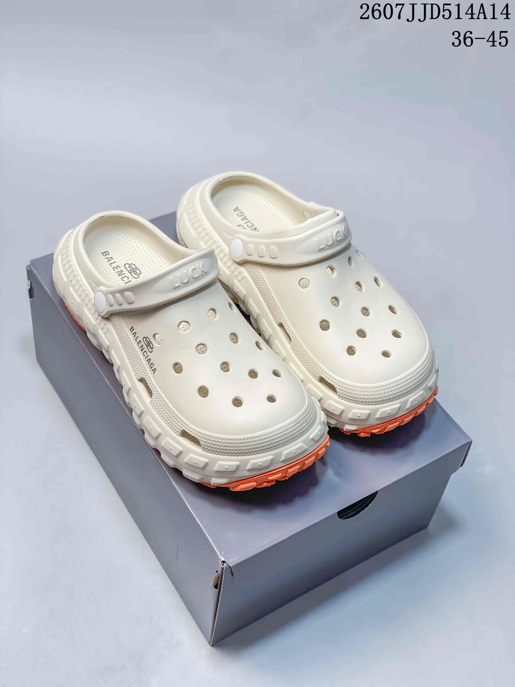 Tire Sole Clog Sandals White/Black 2607JJD514A14 by Balenciaga - product image from the listing.