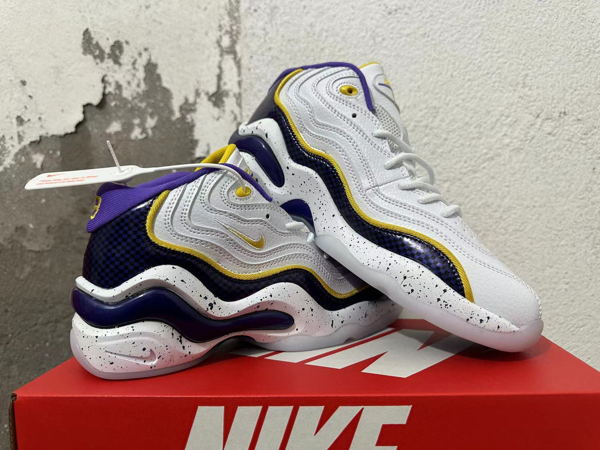 Nike Air Max Uptempo 97 Sneakers in White Purple Yellow - product image from the listing.
