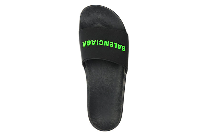 "Black Fluo Green" Balenciaga Rubber Slides 565826W1S811030 # - product image from the listing.