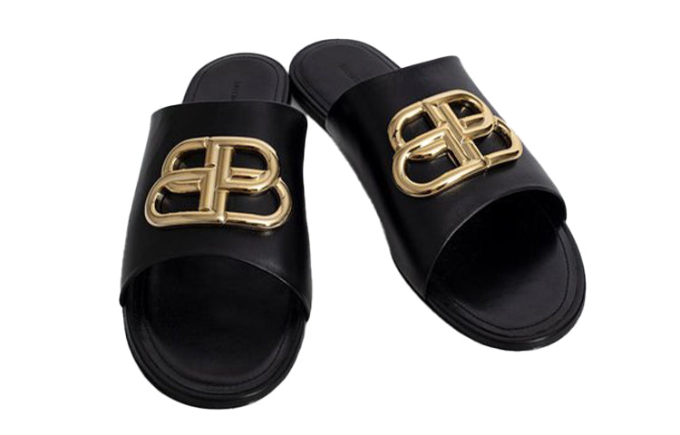 Balenciaga Black Leather Black Slippers 630014WA8F91088 # for Women - product image from the listing.