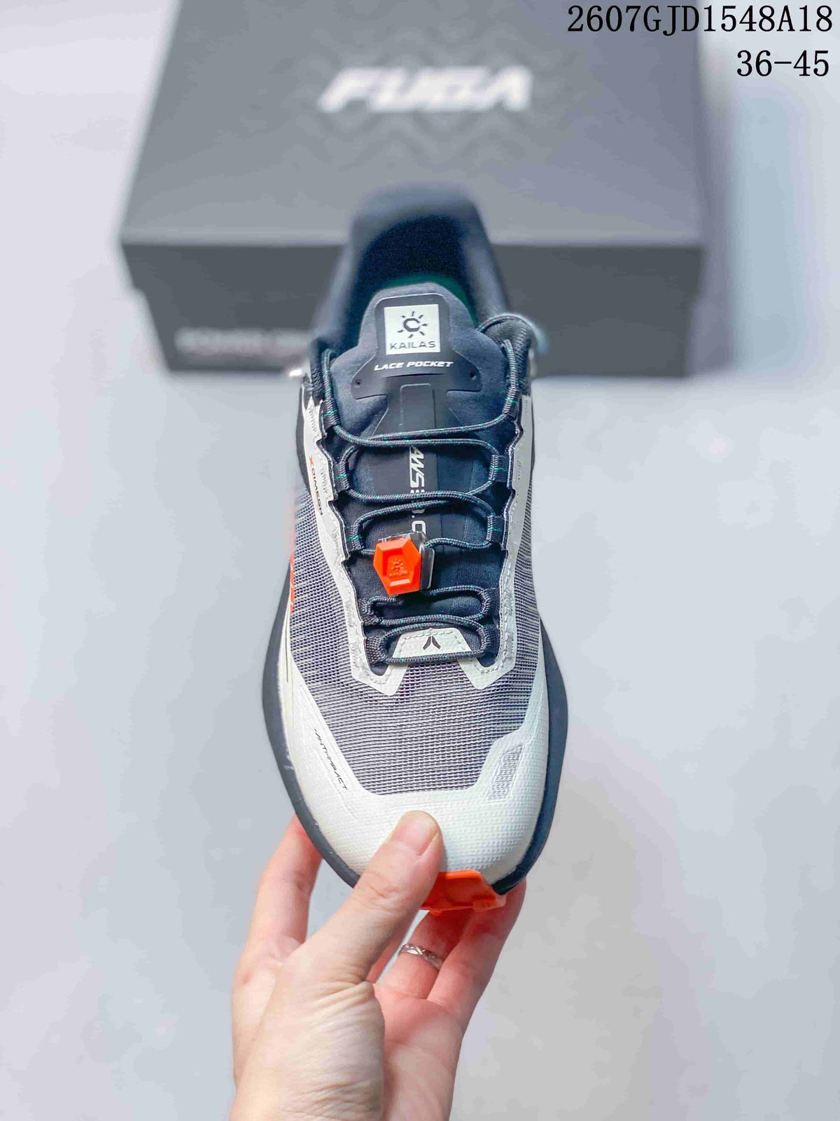 KAILAS FUGA EX330 Trail Running Shoes in Gray White Orange - product image from the listing.