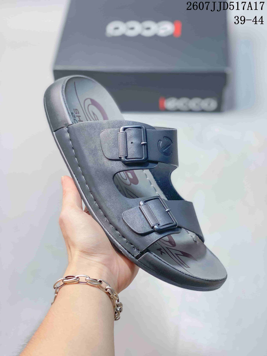 ECCO Two-Buckle Sandals in Dark Gray 2607JJD517A17 - product image from the listing.