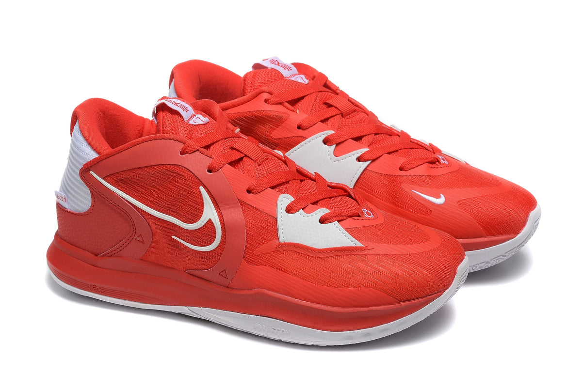 Nike Kyrie 5 Basketball Shoes, in Red and White - product image from the listing.