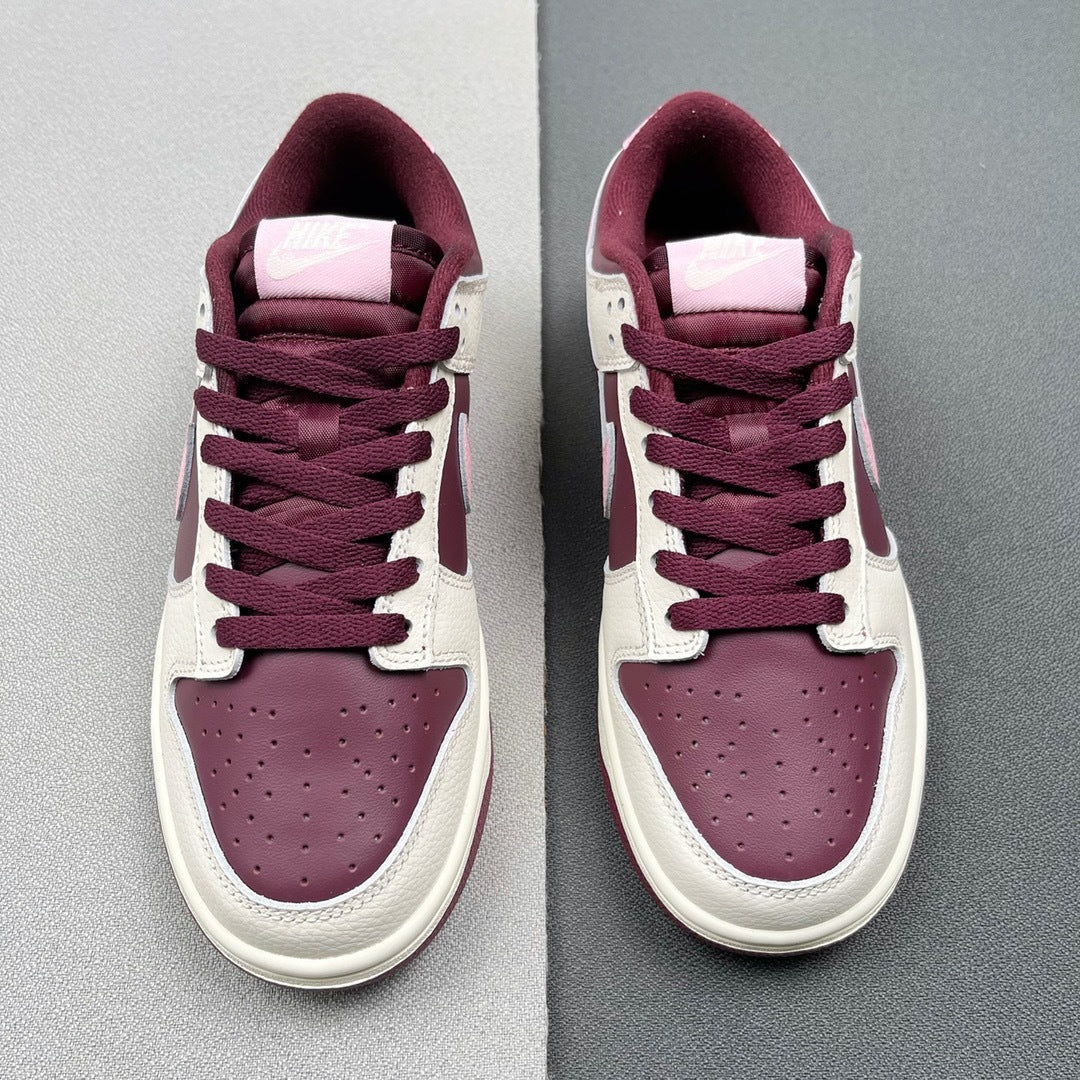 Nike Dunk Low Valentine's Day Sneakers in Burgundy Pink DR9705-100 - product image from the listing.